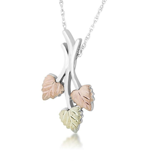Sterling Silver Black Hills Gold Traditional Foliage Pendant - Jewelry
