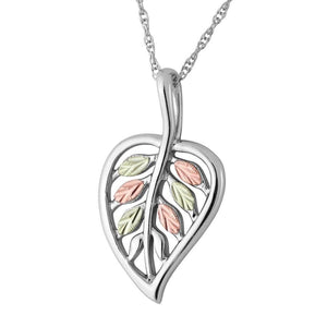 Sterling Silver Black Hills Gold Finest Leaf Pendant - Jewelry