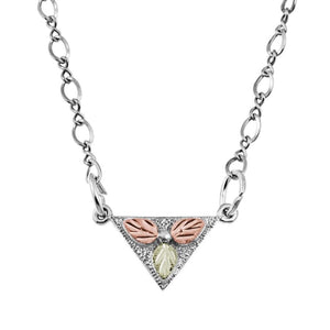Sterling Silver Black Hills Gold Triangular Foliage Pendant - Jewelry