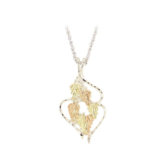 Sterling Silver Black Hills Gold Traditional Foliage V Pendant - Jewelry