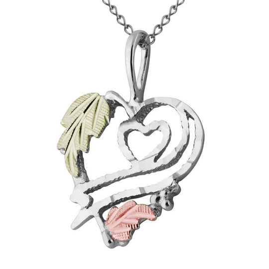 Sterling Silver Black Hills Gold Modern Hearts Pendant - Jewelry