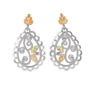 Frilly Drop - Sterling Silver Black Hills Gold Earrings