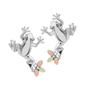 Frog - Sterling Silver Black Hills Gold Earrings