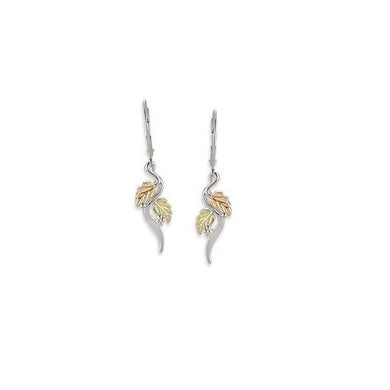 Sleek Foliage - Sterling Silver Black Hills Gold Earrings