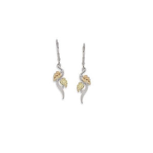 Sterling Silver Black Hills Gold Sleek Foliage Earrings