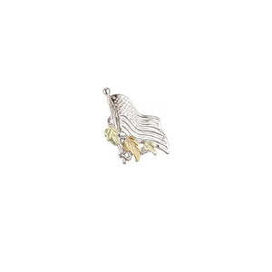 Sterling Silver Black Hills Gold American Flag Pin