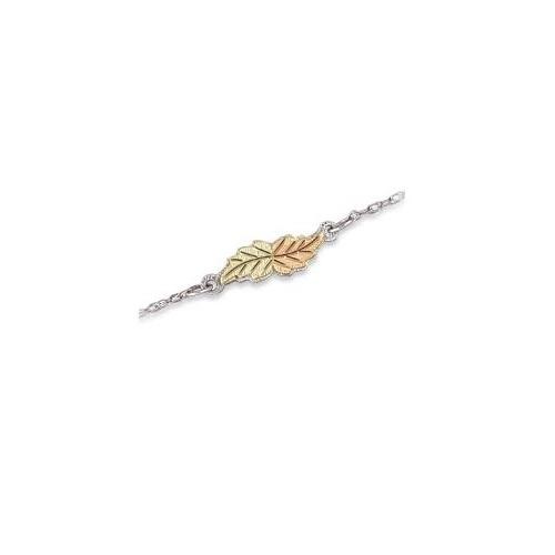 Sterling Silver Black Hills Gold Double Leaf Ankle Bracelet - Jewelry