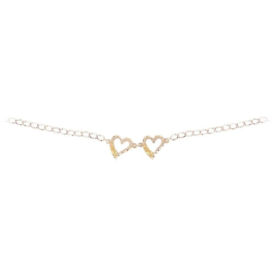 Sterling Silver Black Hills Gold Two Heart Bracelet - Jewelry