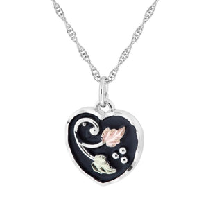 Sterling Silver Black Hills Gold Antiqued Heart Pendant - Jewelry