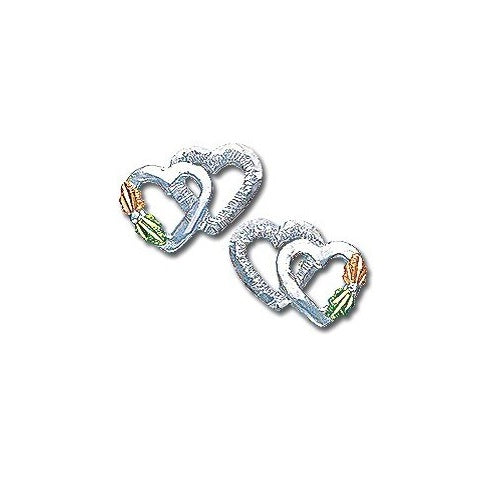 Sterling Silver Black Hills Gold Heart Pair Earrings
