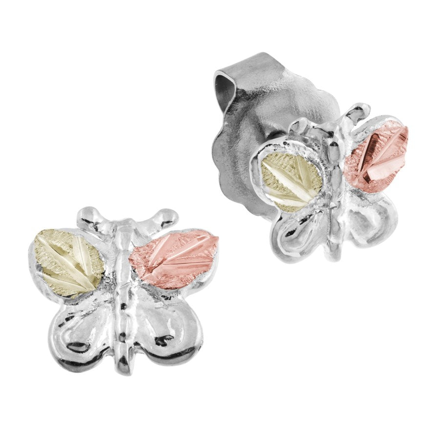 Butterfly - Sterling Silver Black Hills Gold Earrings