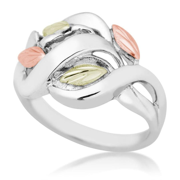 Sterling Silver Black Hills Gold Modern Foliage Ring IV - Jewelry