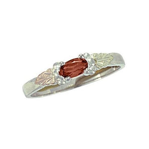 Sterling Silver Black Hills Gold Bright Garnet Ring - Jewelry