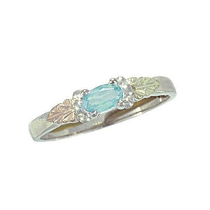 Sterling Silver Black Hills Gold Bright Aquamarine Ring - Jewelry