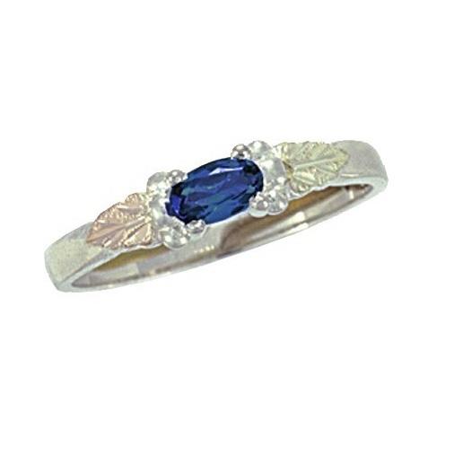 Sterling Silver Black Hills Gold Bright Sapphire Ring - Jewelry