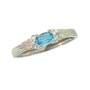Sterling Silver Black Hills Gold Bright Blue Zircon Ring - Jewelry