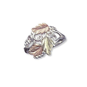 Sterling Silver Black Hills Gold Intricate Foliage Ring - Jewelry