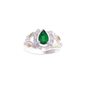 Horseshoe Emerald - Sterling Silver Black Hills Gold Ring