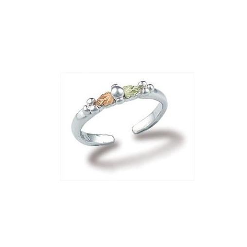 Sterling Silver Black Hills Gold Adjustable Leaves Ring III - Jewelry