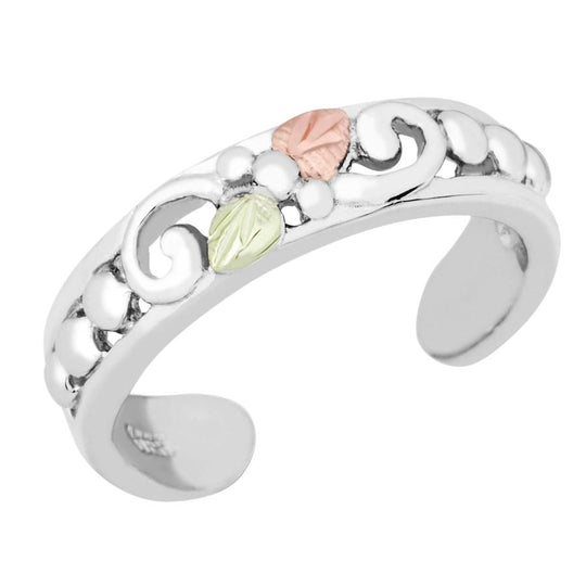 Sterling Silver Black Hills Gold Adjustable Leaves Ring IV - Jewelry