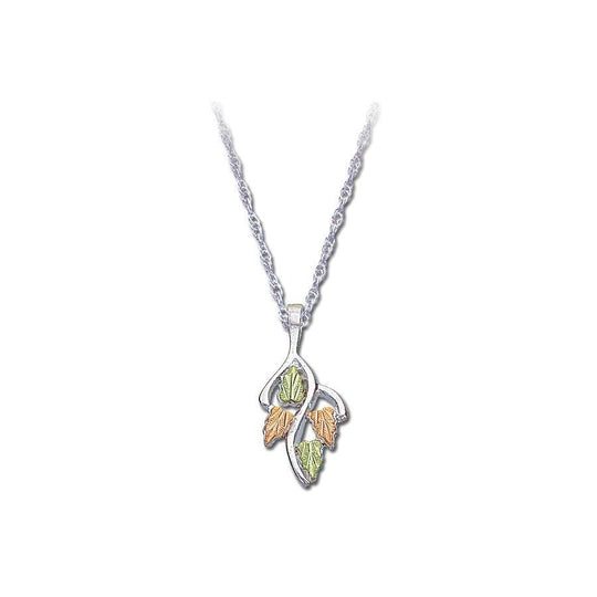 Sterling Silver Black Hills Gold Pretty Four Leaf Pendant II - Jewelry