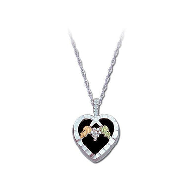 Sterling Silver Black Hills Gold Heart of Onyx Pendant - Jewelry