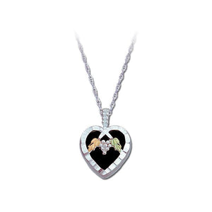 Sterling Silver Black Hills Gold Heart of Onyx Pendant - Jewelry
