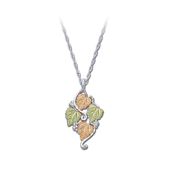 Sterling Silver Black Hills Gold Pretty Four Leaf Pendant - Jewelry