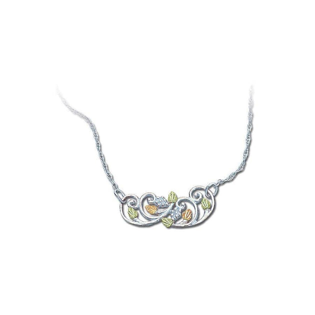 Sterling Silver Black Hills Gold Wide Grapes Pendant - Jewelry