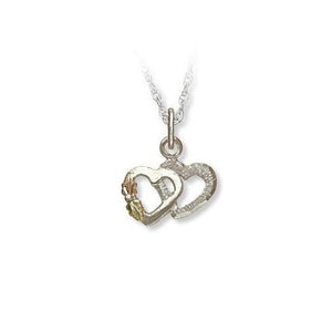 Sterling Silver Black Hills Gold Twin Hearts Pendant - Jewelry