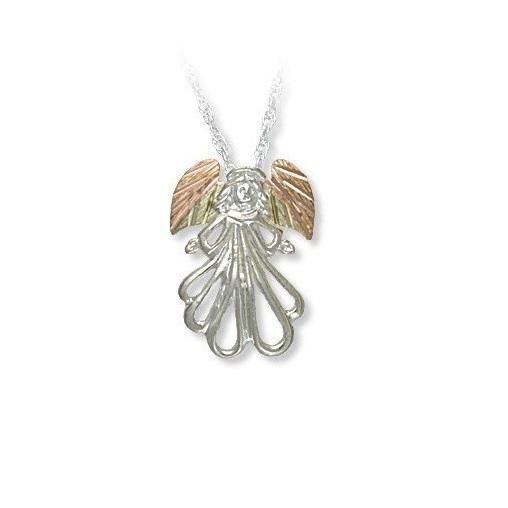 Sterling Silver Black Hills Gold Stunning Angel Pendant - Jewelry