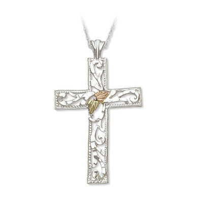 Sterling Silver Black Hills Gold Large Cross Pendant - Jewelry
