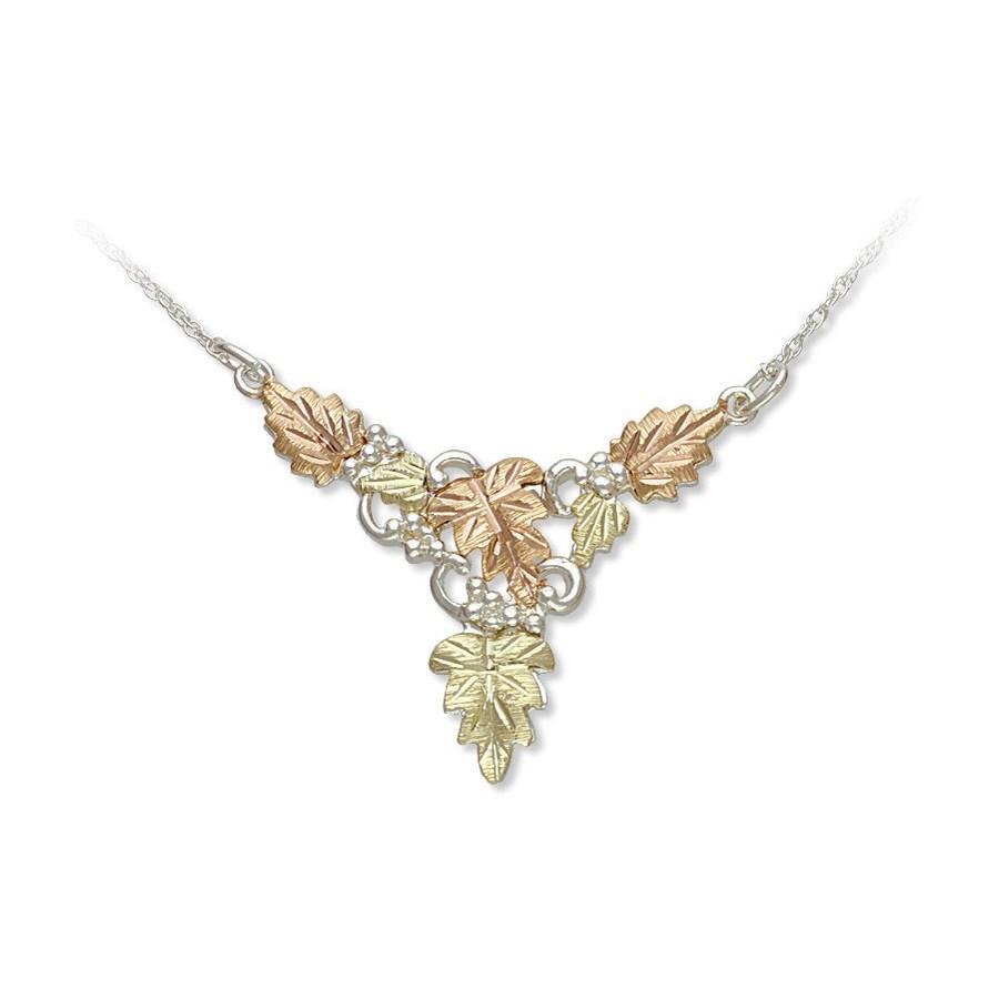 Sterling Silver Black Hills Gold Grand Foliage Pendant - Jewelry