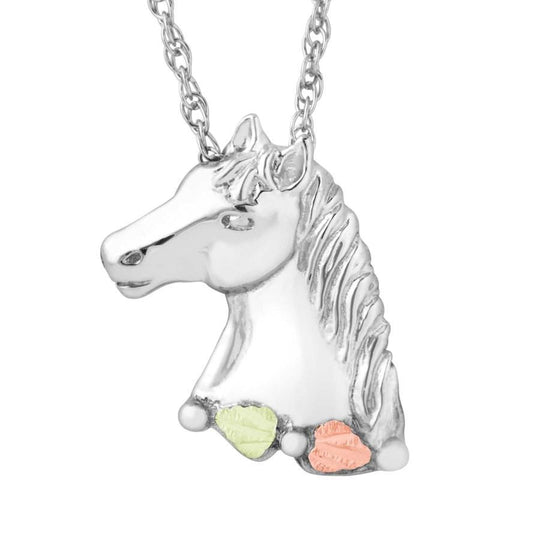 Sterling Silver Black Hills Gold Stately Horse Pendant - Jewelry