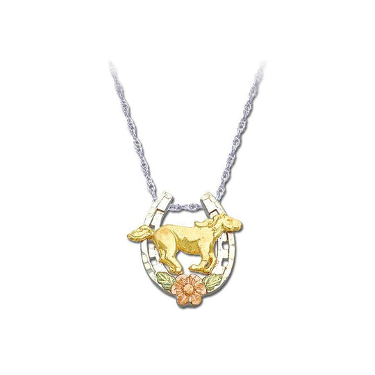 Sterling Silver Black Hills Gold Mustang Rose Pendant - Jewelry