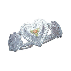 Sterling Silver Black Hills Gold Rose Heart Bracelet - Jewelry