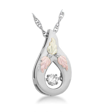 Sterling Silver Black Hills Gold Diamond in a Teardrop Pendant - Jewelry