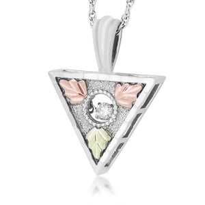 Sterling Silver Black Hills Gold Triangular Diamond Pendant - Jewelry