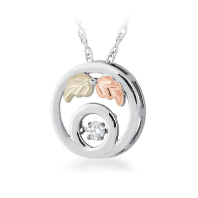 Sterling Silver Black Hills Gold Round Diamond Pendant - Jewelry