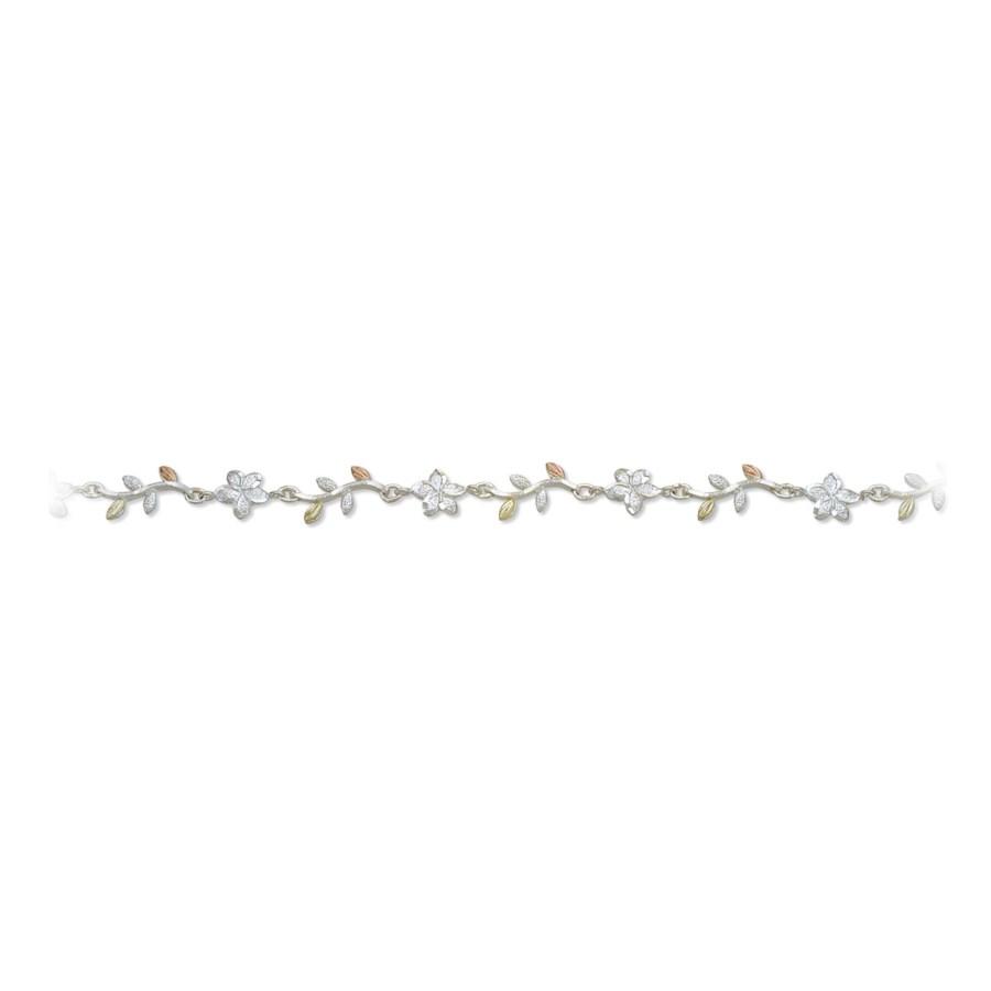 Sterling Silver Black Hills Gold Forget Me Not Bracelet - Jewelry