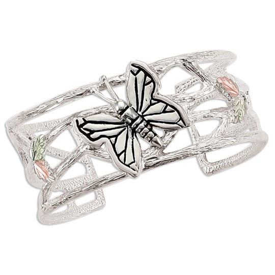 Sterling Silver Black Hills Gold Butterfly Cuff Bracelet - Jewelry