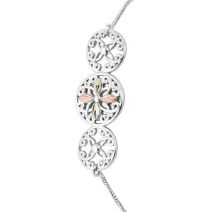 Sterling Silver Black Hills Gold Circles of Elegance Bolo Bracelet - Jewelry