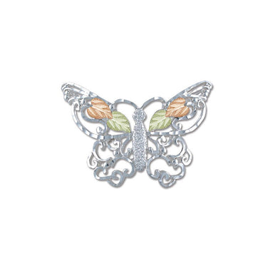 Sterling Silver Black Hills Gold Butterfly Brooch