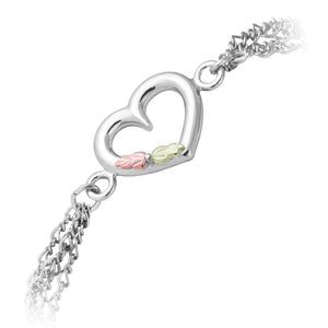 Sterling Silver Black Hills Gold Most Elegant Heart Bracelet - Jewelry