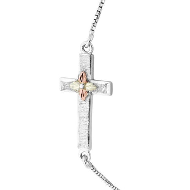 Sterling Silver Black Hills Gold Cross Bracelet - Jewelry