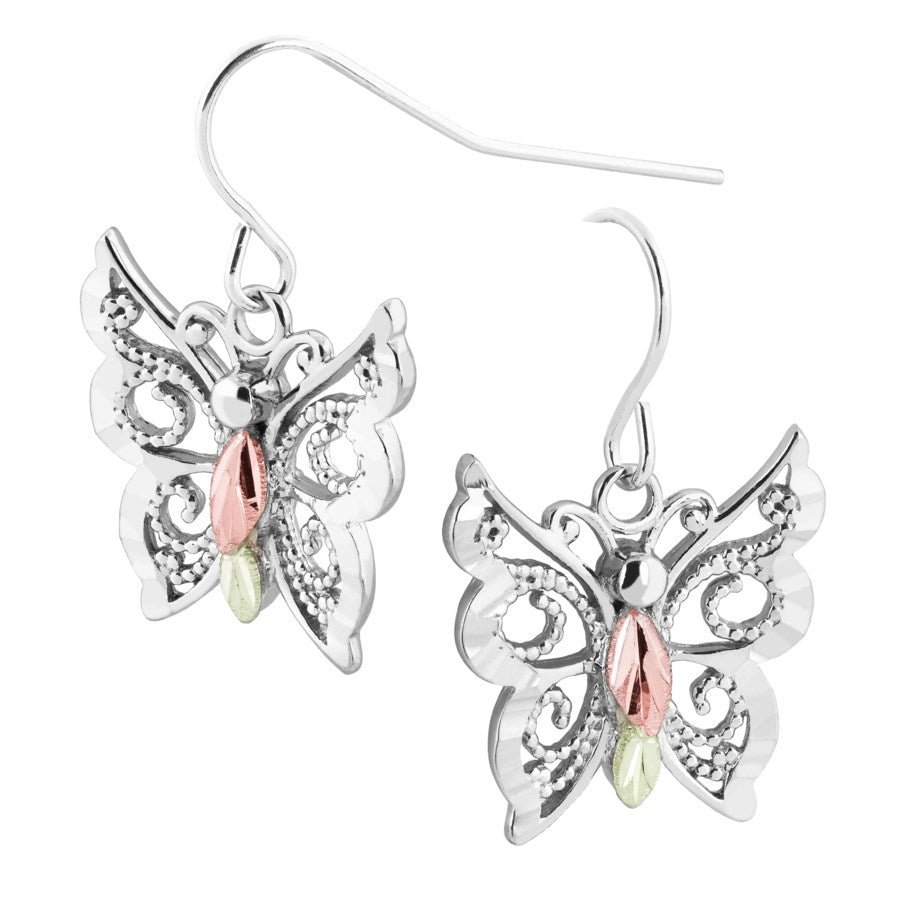 Intricate Butterfly - Sterling Silver Black Hills Gold Earrings