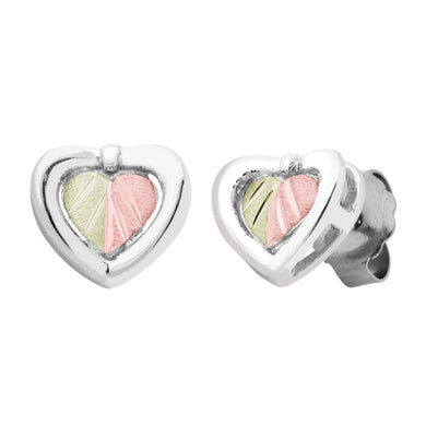 Heart Stud II - Sterling Silver Black Hills Gold Earrings