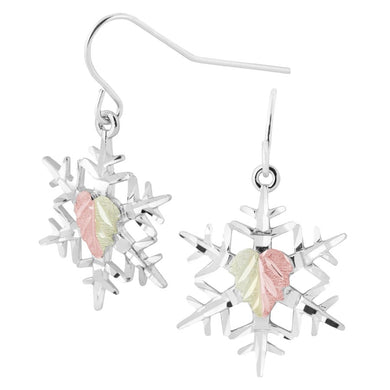 Foliage Snowflake - Sterling Silver Black Hills Gold Earrings