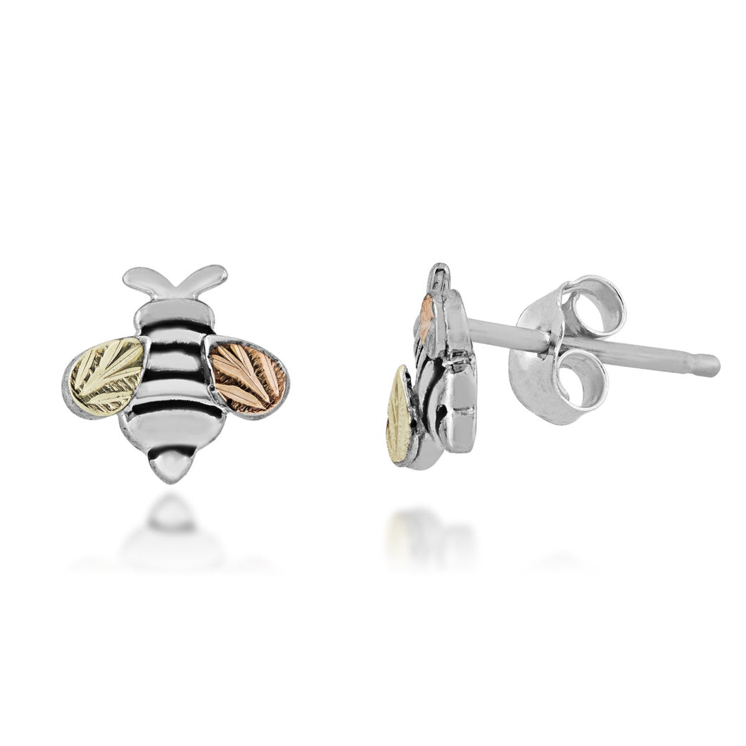 Buzzing Bees - Sterling Silver Black Hills Gold Earrings