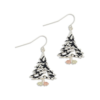 Christmas Trees - Sterling Silver Black Hills Gold Earrings